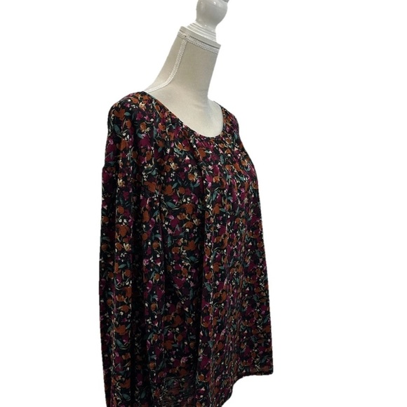 Ava Viv Women’s Plus Multicolor Floral Top 1X Long Puff Sleeve Lightweight - Picture 3 of 9